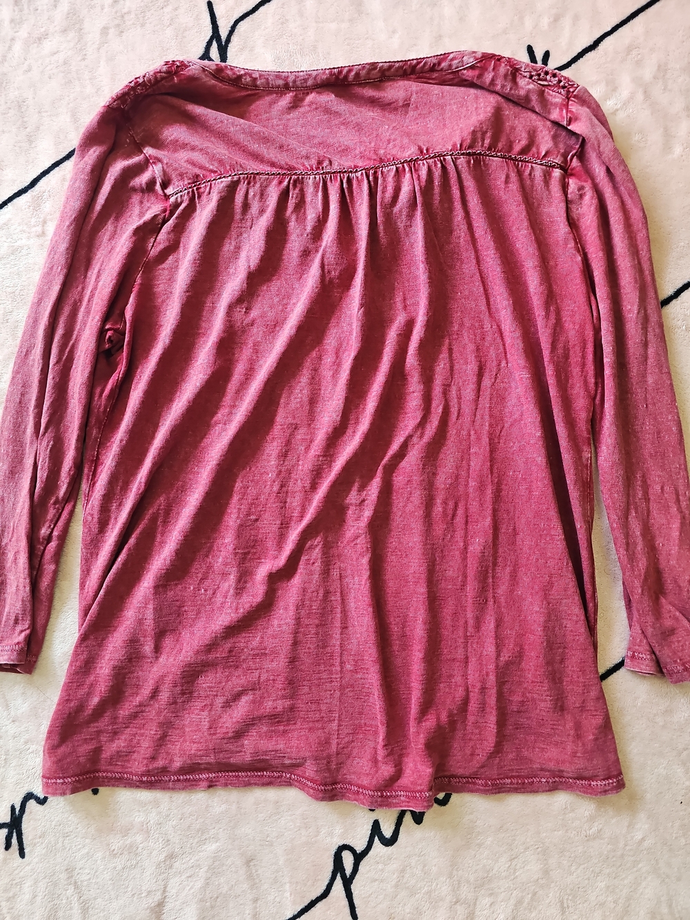 Lucky Brand Dusty Rose Crochet V-Neck Long Sleeve Top - Picture 4 of 4